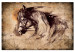 Canvas Equestrian Journeys - Artistically Depicted Retro Animal on Brown Background 98152