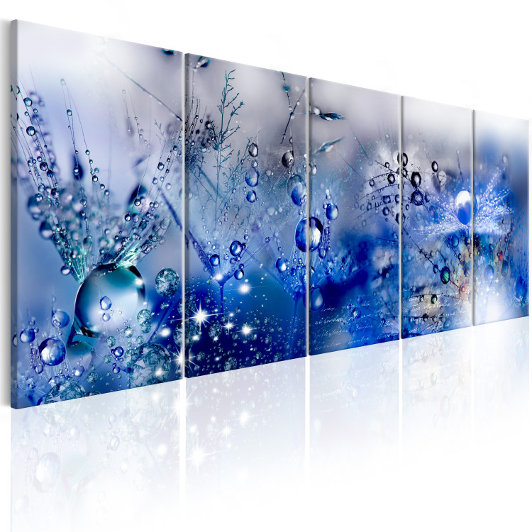 Canvas Morning Dew (5-piece) - Blue Dandelions with Water Droplets 105162 additionalImage 2