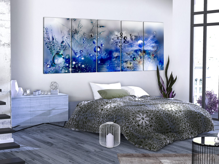 Canvas Morning Dew (5-piece) - Blue Dandelions with Water Droplets 105162 additionalImage 3