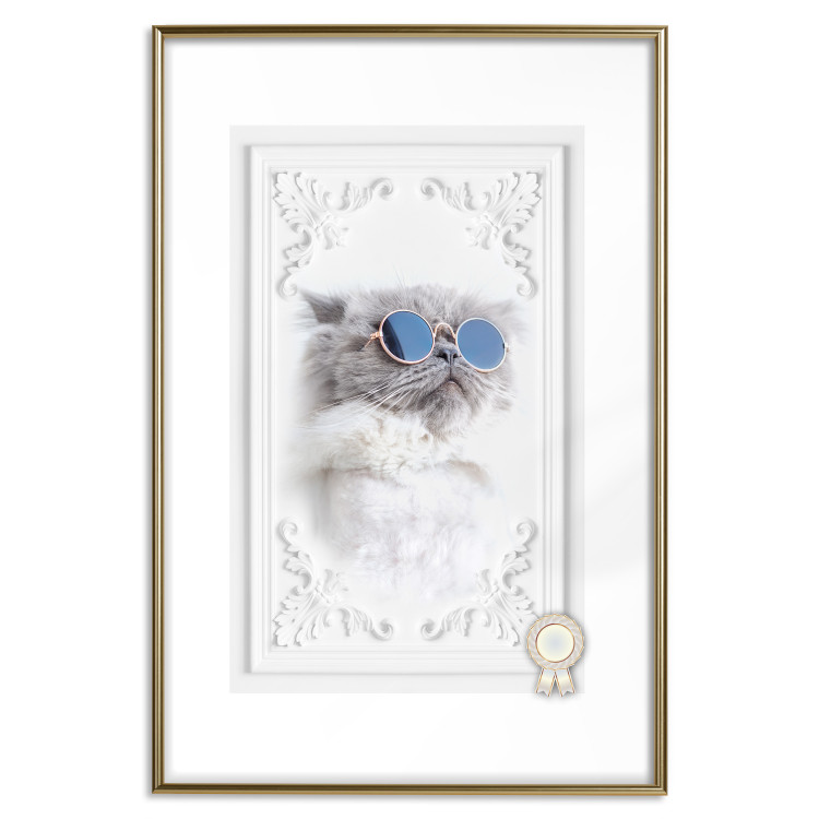 Poster Cat in Glasses - Playful composition with an animal on a white background 114362 additionalImage 16