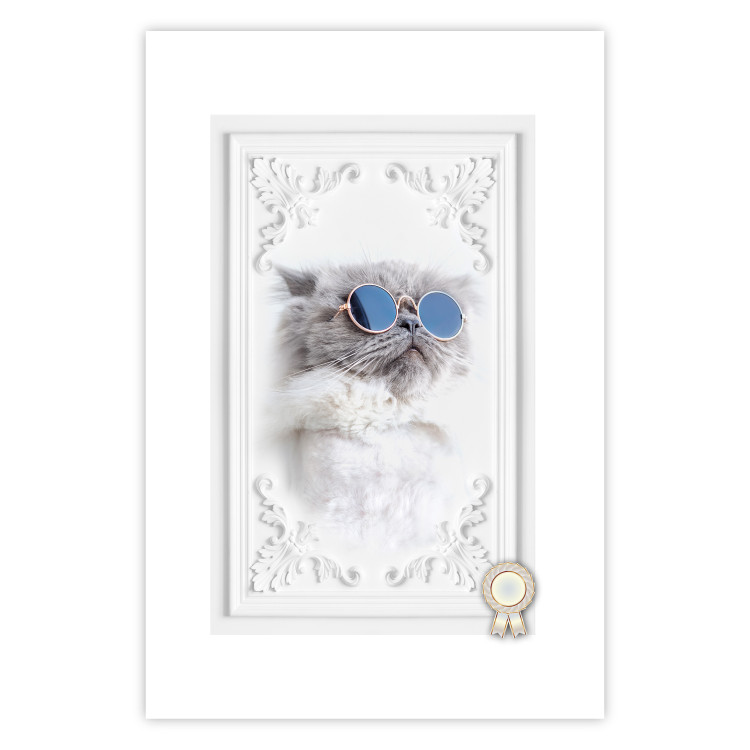 Poster Cat in Glasses - Playful composition with an animal on a white background 114362 additionalImage 25