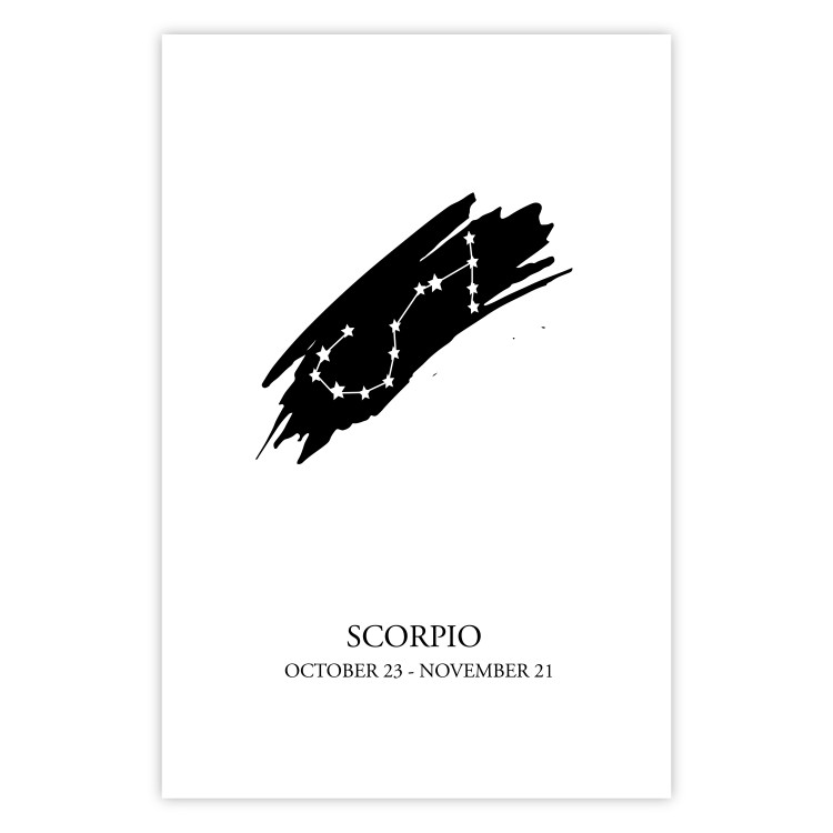 Poster Zodiac signs: Scorpio - black and white star constellation and texts 114862 additionalImage 19