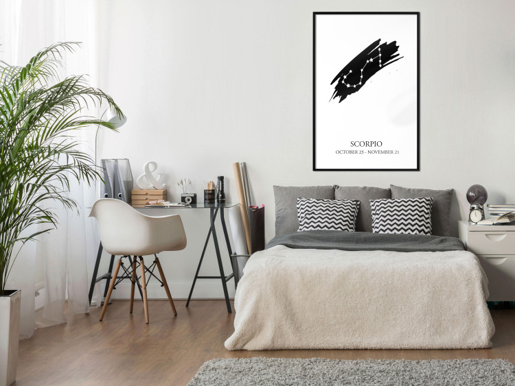 Poster Zodiac signs: Scorpio - black and white star constellation and texts 114862 additionalImage 3