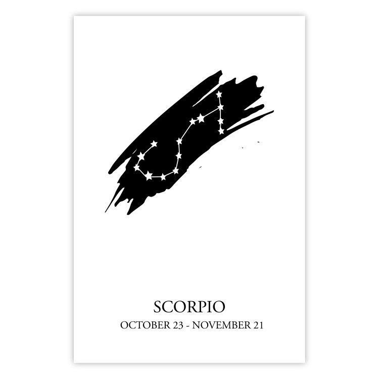 Poster Zodiac signs: Scorpio - black and white star constellation and texts 114862