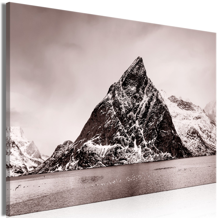 Canvas Print Inaccessible mountain - a photograph of a snow-capped peak in water 115162 additionalImage 2