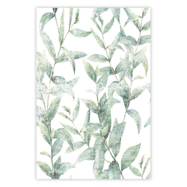Wall Poster Subtle Rustle - botanical composition with delicate green leaves 118262