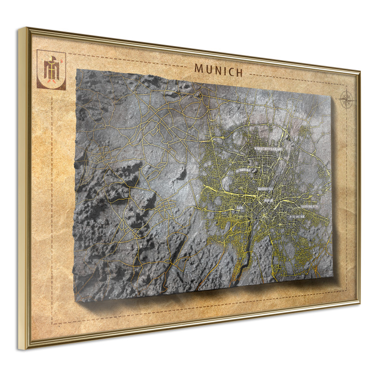 Wall Poster Isometric Map: Munich - capital of Bavaria on a paper texture 118562 additionalImage 14