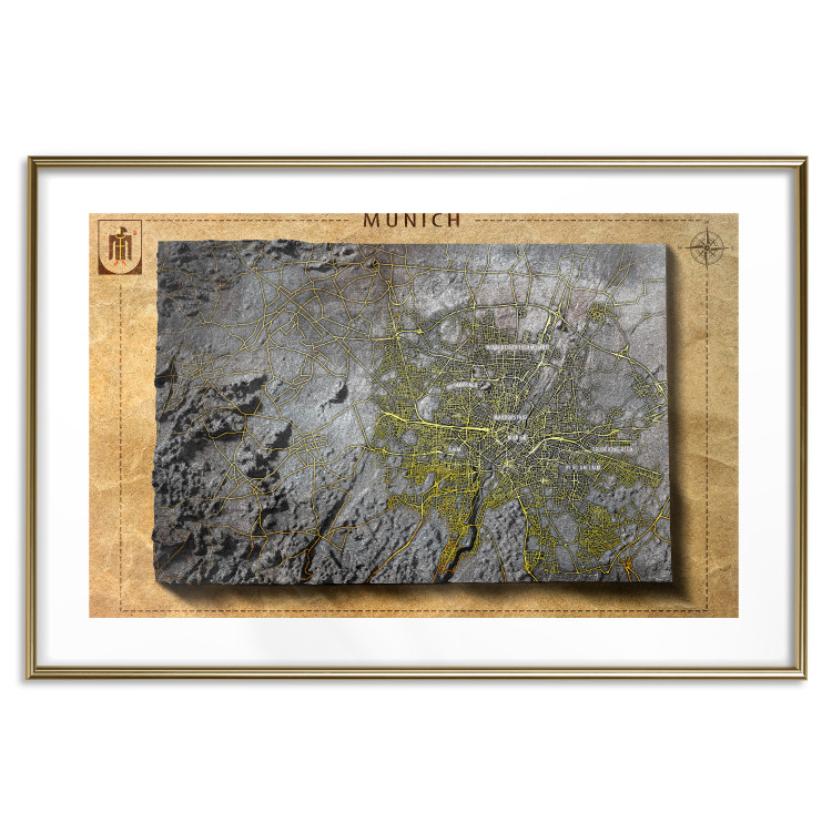 Wall Poster Isometric Map: Munich - capital of Bavaria on a paper texture 118562 additionalImage 16