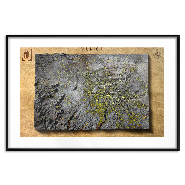 Wall Poster Isometric Map: Munich - capital of Bavaria on a paper texture 118562 additionalImage 17