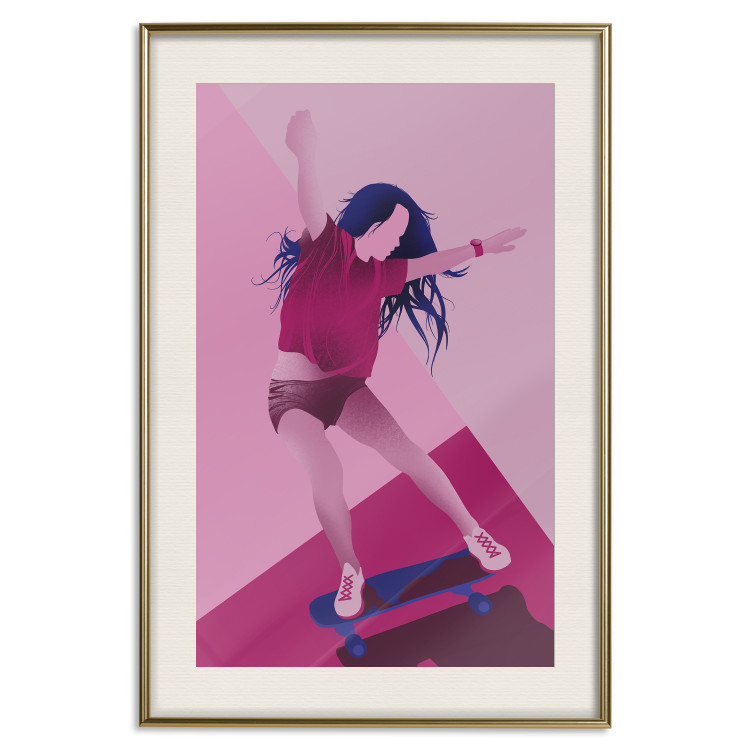 Wall Poster Powerslide - woman skateboarding in pastel pink motif 123362 additionalImage 20