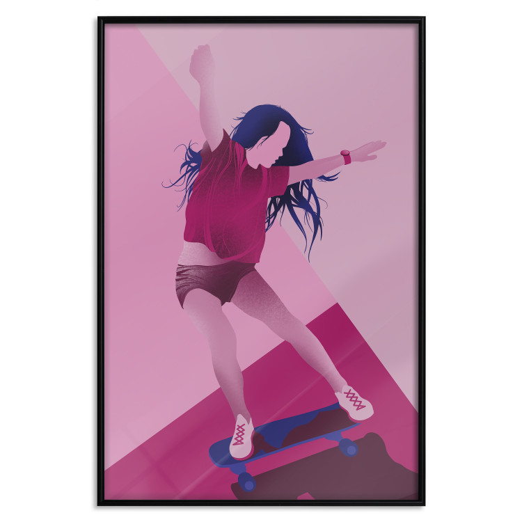 Wall Poster Powerslide - woman skateboarding in pastel pink motif 123362 additionalImage 18