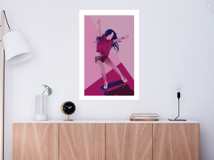 Wall Poster Powerslide - woman skateboarding in pastel pink motif 123362 additionalImage 4