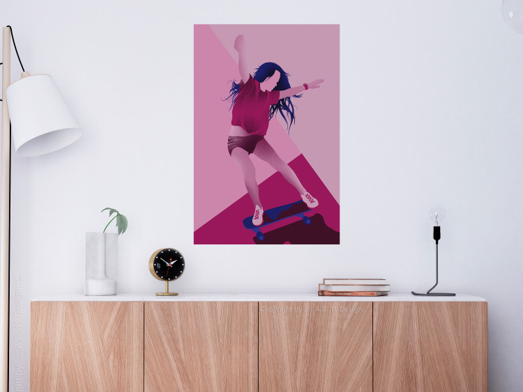 Wall Poster Powerslide - woman skateboarding in pastel pink motif 123362 additionalImage 16