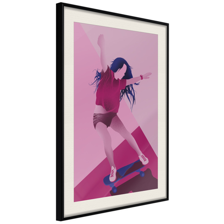 Wall Poster Powerslide - woman skateboarding in pastel pink motif 123362 additionalImage 3