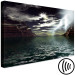 Canvas Print Night storm over the lake - landscape with lightning, rocks and clouds 123462 additionalThumb 6