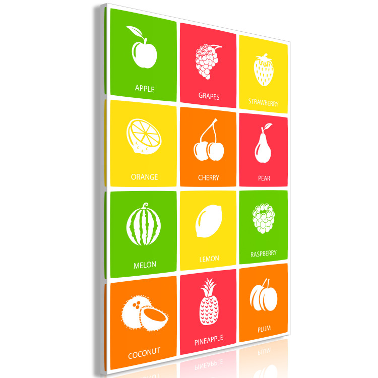 Canvas Print Fruit board - graphic with white icons and English names 123562 additionalImage 2