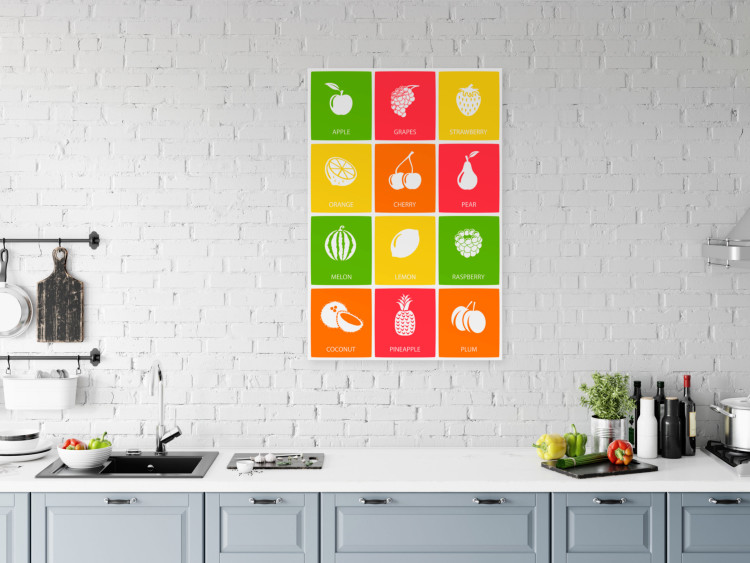 Canvas Print Fruit board - graphic with white icons and English names 123562 additionalImage 3