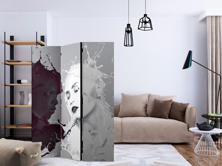 Room Divider Screen Dissonance (3-piece) - black and white figures of a man and a woman 124062 additionalImage 4