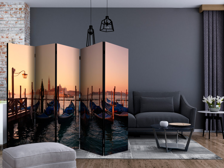 Room Divider Screen Into the Unknown with a Gondola II (5-piece) - boats against the backdrop of a sunset 124162 additionalImage 4