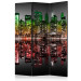 Room Divider Screen Reggae - New York (3-piece) - colorful skyscrapers at night 124262