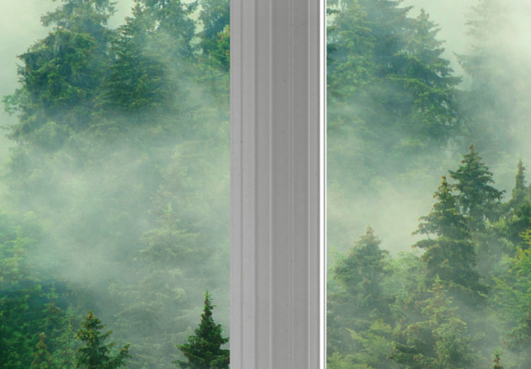 Canvas Print White columns in forest - architecture against trees in fog background 125162 additionalImage 5
