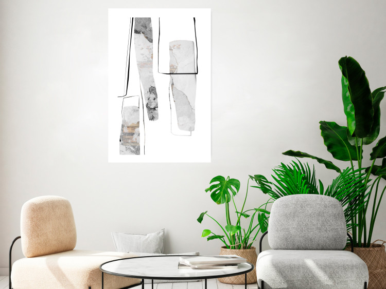 Wall Poster Gray Reform - line art and abstract figures with stone texture 125362 additionalImage 4