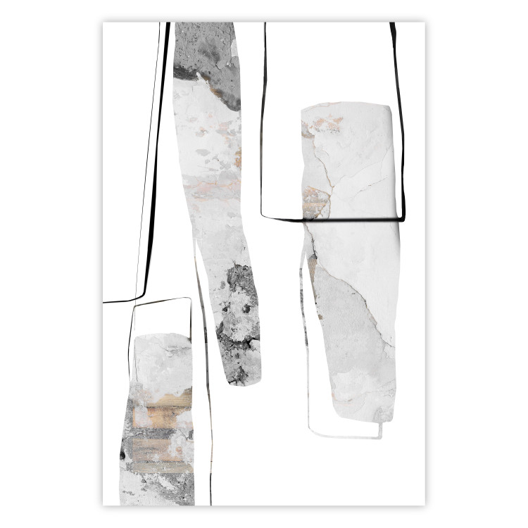 Wall Poster Gray Reform - line art and abstract figures with stone texture 125362