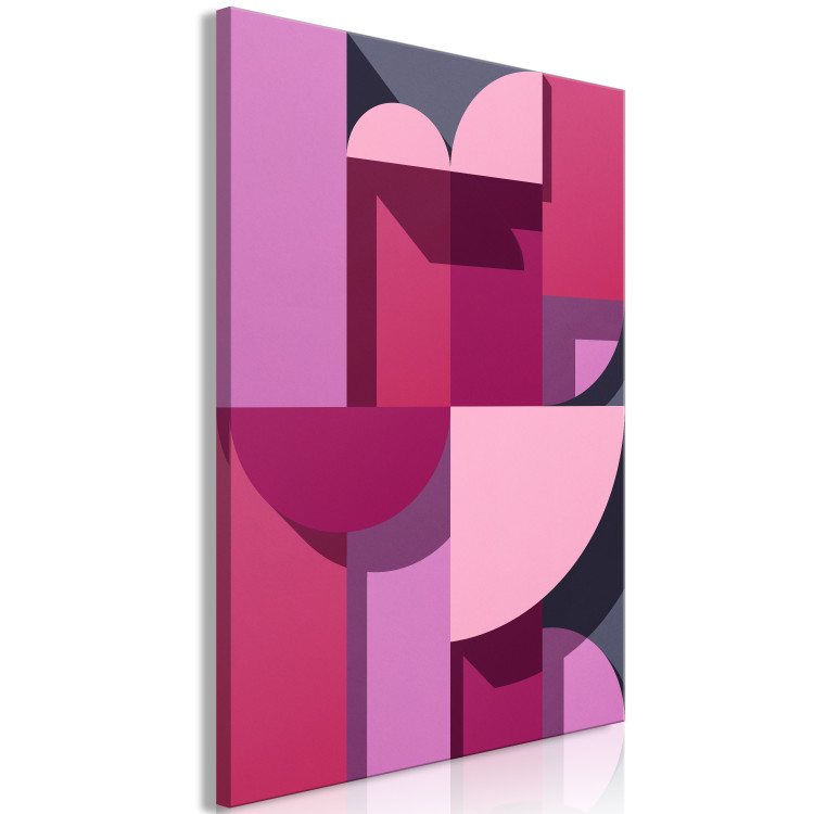 Canvas Pink and heather geometric figures - abstraction on a grey background 125462 additionalImage 2