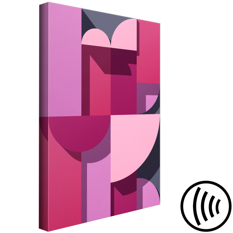 Canvas Pink and heather geometric figures - abstraction on a grey background 125462 additionalImage 6