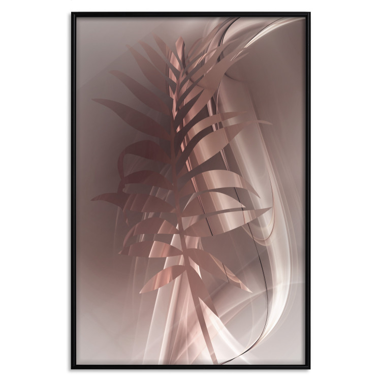 Poster Delicate Colors - brown leaf on a wave motif in an abstract design 125862 additionalImage 18