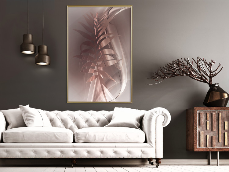Poster Delicate Colors - brown leaf on a wave motif in an abstract design 125862 additionalImage 5