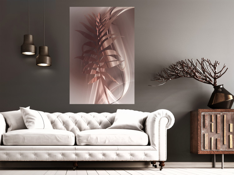 Poster Delicate Colors - brown leaf on a wave motif in an abstract design 125862 additionalImage 17
