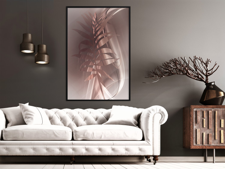 Poster Delicate Colors - brown leaf on a wave motif in an abstract design 125862 additionalImage 3