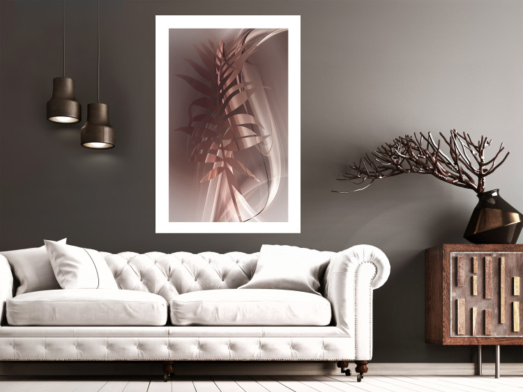 Poster Delicate Colors - brown leaf on a wave motif in an abstract design 125862 additionalImage 2