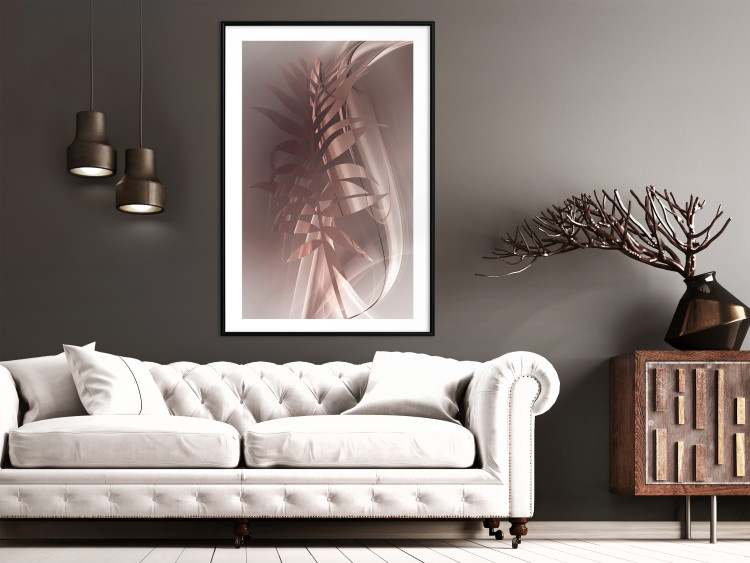 Poster Delicate Colors - brown leaf on a wave motif in an abstract design 125862 additionalImage 4