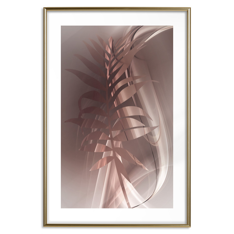 Poster Delicate Colors - brown leaf on a wave motif in an abstract design 125862 additionalImage 14