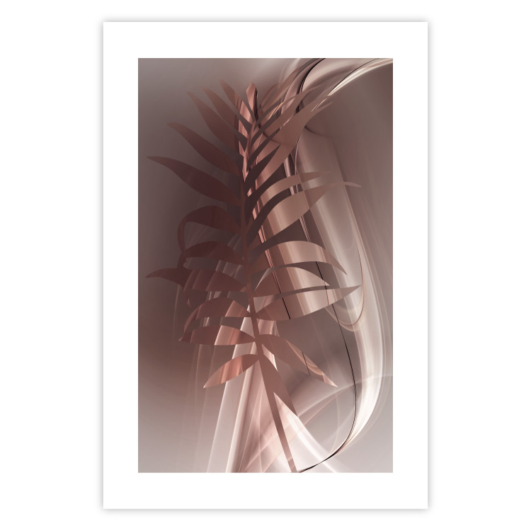 Poster Delicate Colors - brown leaf on a wave motif in an abstract design 125862 additionalImage 19