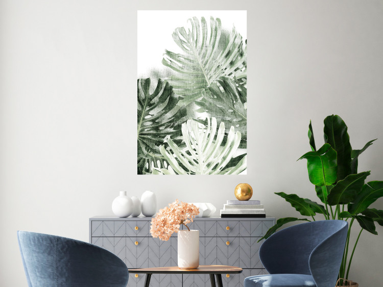 Wall Poster Cool Green - composition of green monstera leaves on a white background 126862 additionalImage 4