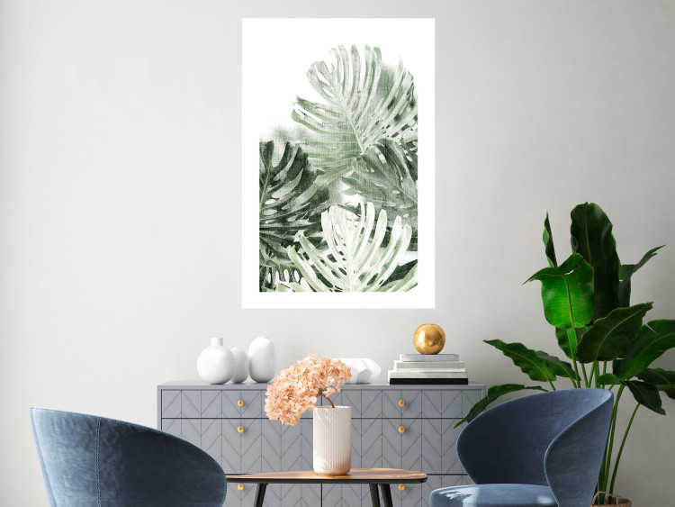 Wall Poster Cool Green - composition of green monstera leaves on a white background 126862 additionalImage 3