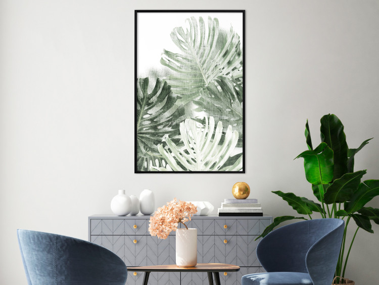 Wall Poster Cool Green - composition of green monstera leaves on a white background 126862 additionalImage 6