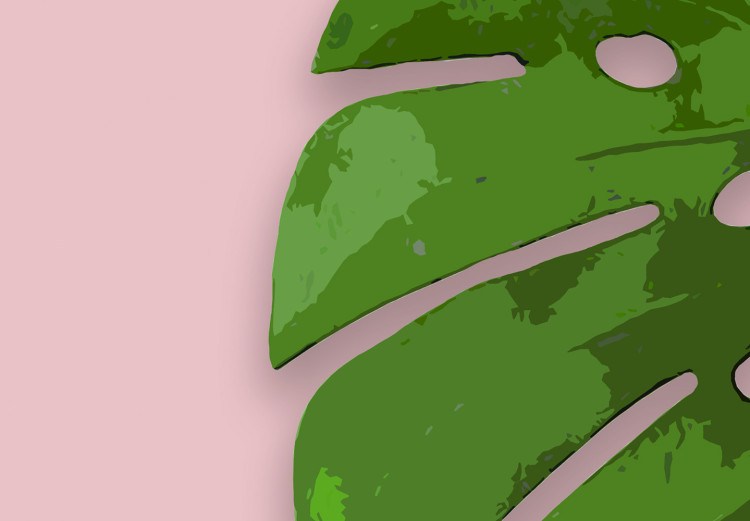Poster Fragment of Exoticism - tropical green monstera leaves on a pink background 127062 additionalImage 9