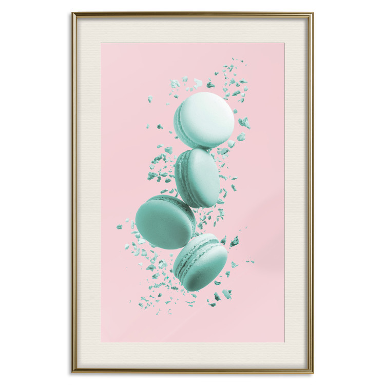 Poster Flying Sweets - abstract turquoise cookies on pastel background 127962 additionalImage 20