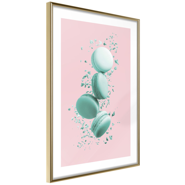 Poster Flying Sweets - abstract turquoise cookies on pastel background 127962 additionalImage 9