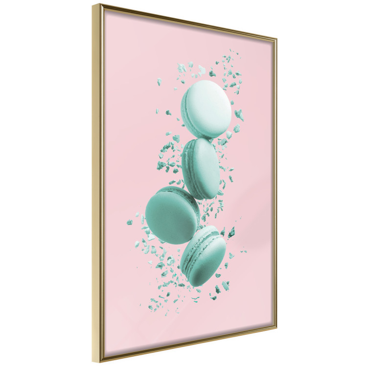 Poster Flying Sweets - abstract turquoise cookies on pastel background 127962 additionalImage 12
