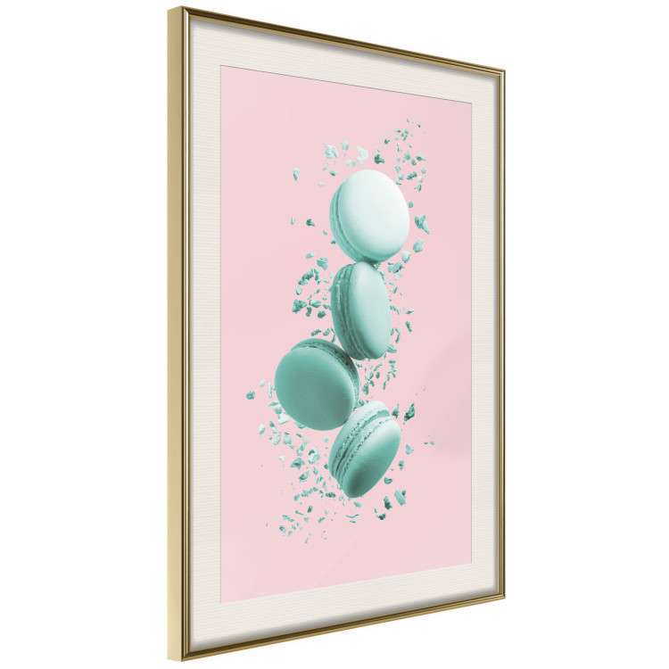 Poster Flying Sweets - abstract turquoise cookies on pastel background 127962 additionalImage 3