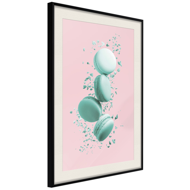 Poster Flying Sweets - abstract turquoise cookies on pastel background 127962 additionalImage 2