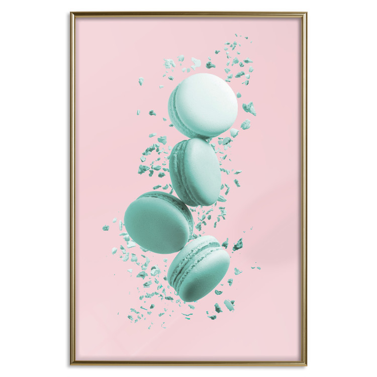 Poster Flying Sweets - abstract turquoise cookies on pastel background 127962 additionalImage 17
