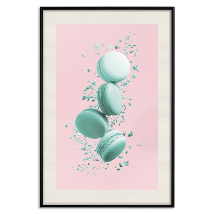 Poster Flying Sweets - abstract turquoise cookies on pastel background 127962 additionalImage 19
