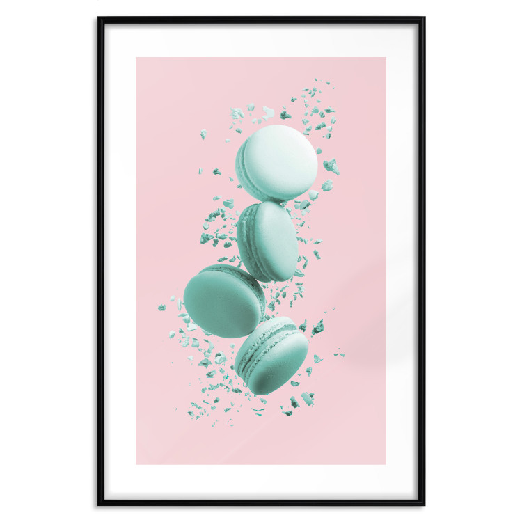 Poster Flying Sweets - abstract turquoise cookies on pastel background 127962 additionalImage 18