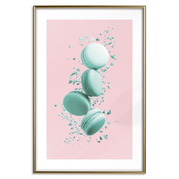 Poster Flying Sweets - abstract turquoise cookies on pastel background 127962 additionalImage 14